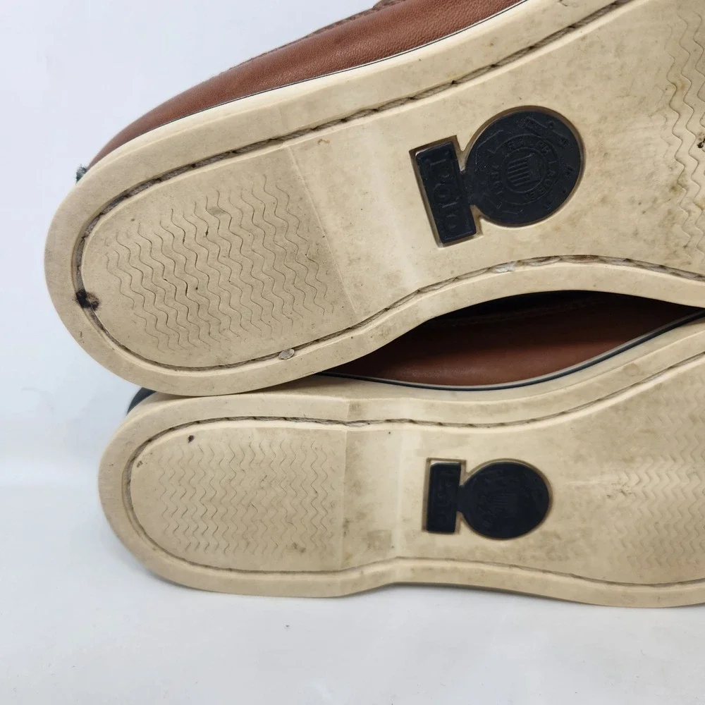 Vintage Polo Ralph Lauren Mens RLZ 4634 Brown Leather Boat Shoes Size 8.5 D